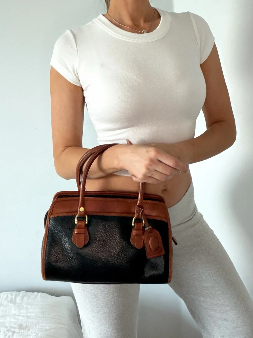 Vintage Liz Claiborne Black Leather Doctor Bag